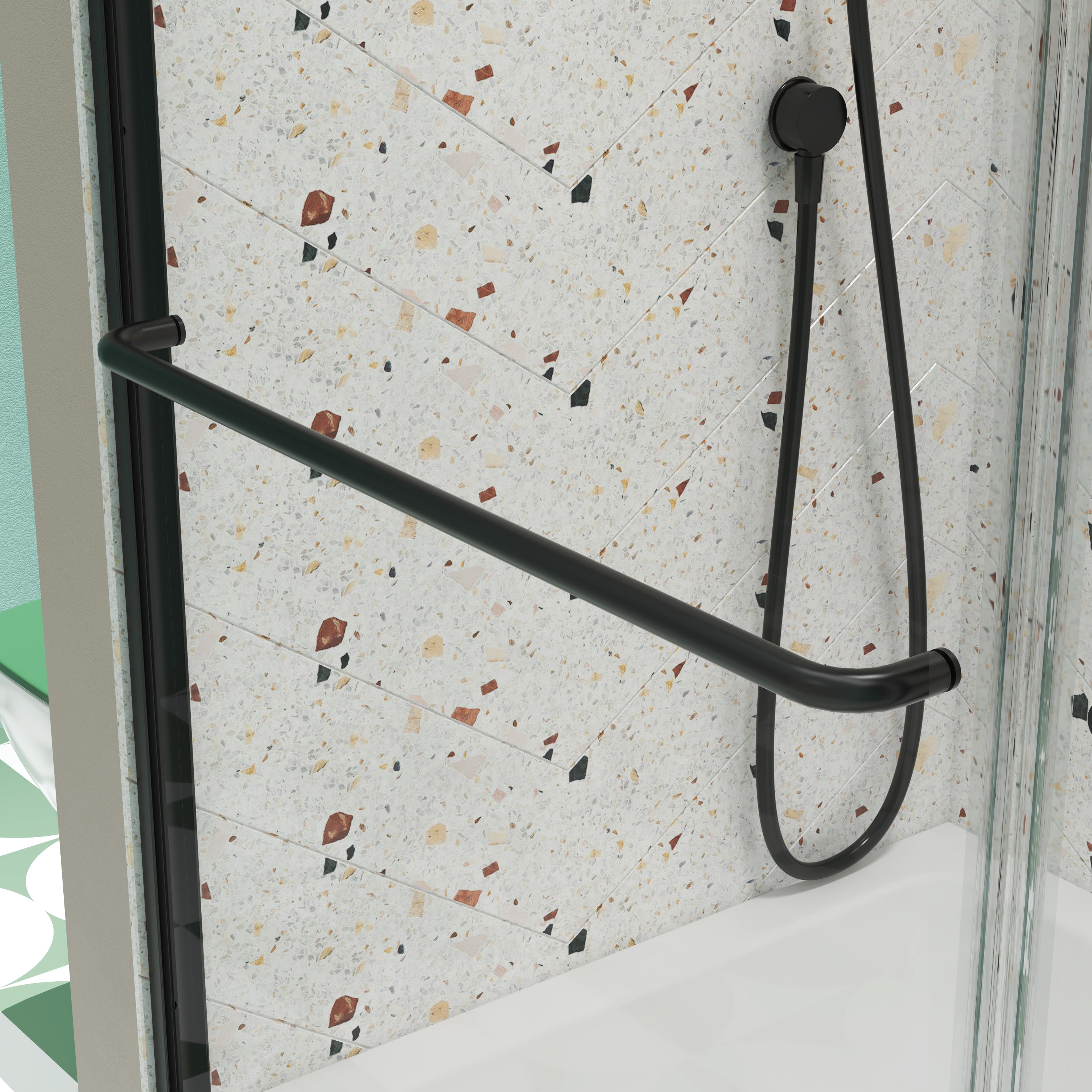 Bypass shower door, sliding door, with 1/4" tempered glass and Matted black finish 44-48"x70"