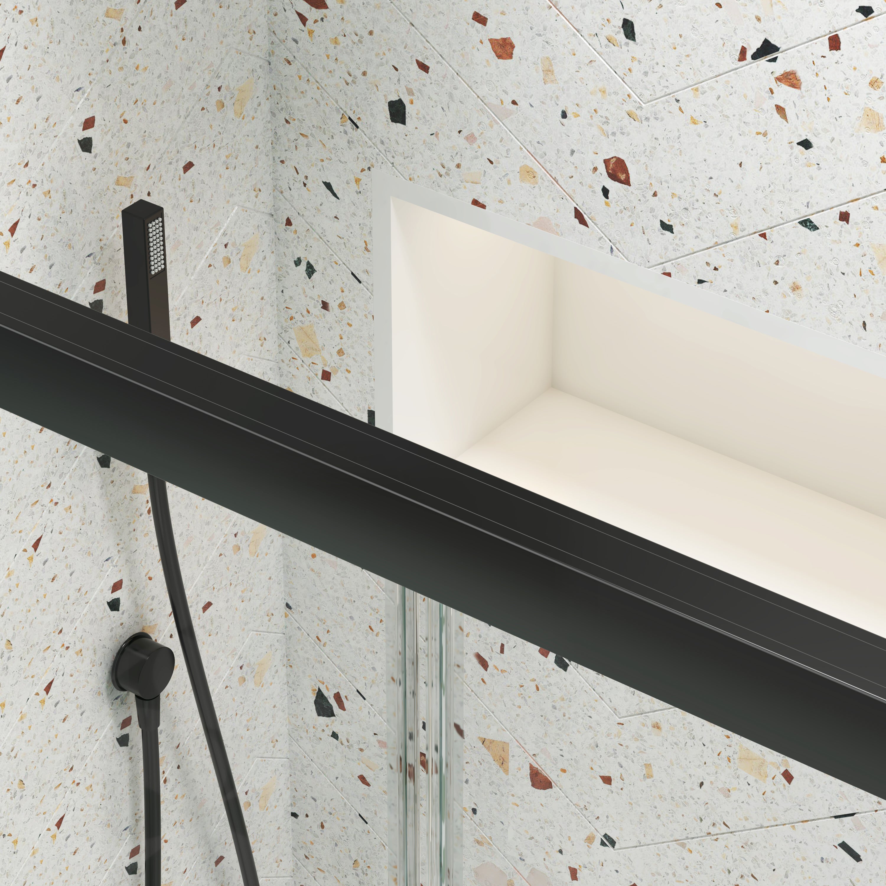 Bypass shower door, sliding door, with 1/4" tempered glass and Matted black finish 44-48"x70"