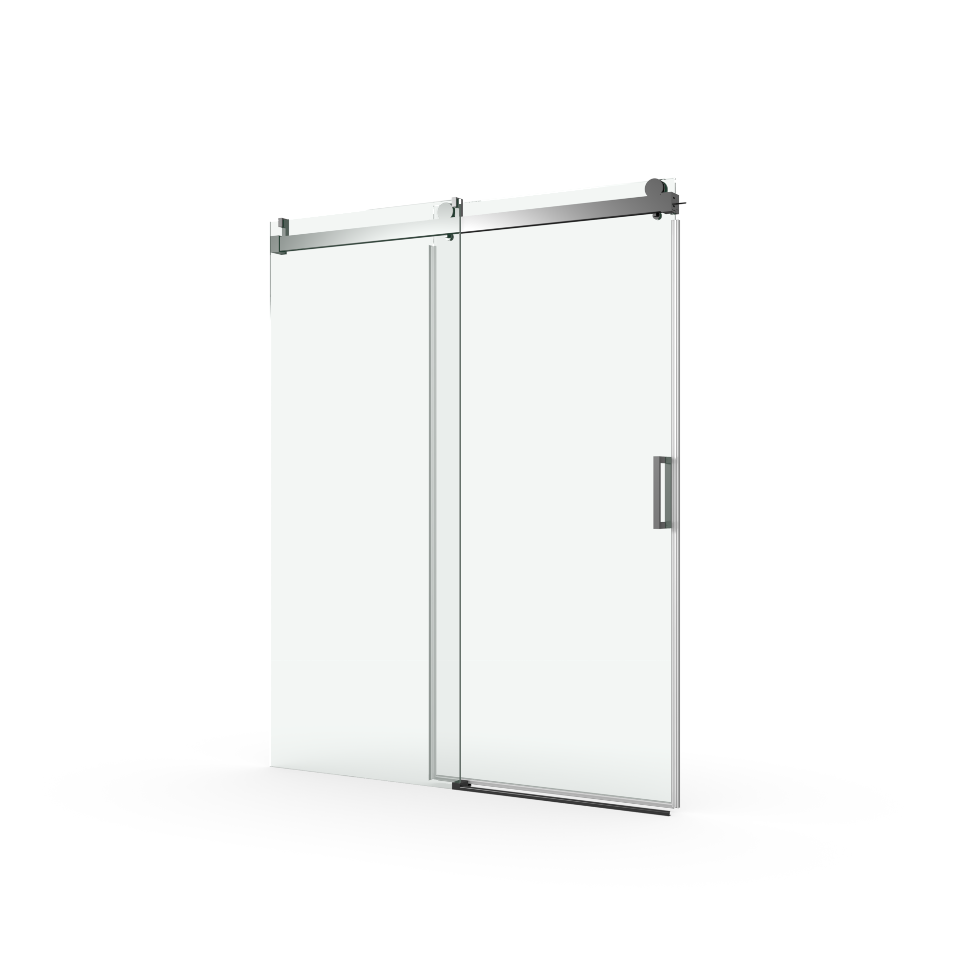 56" - 60" W x 76" H Frameless Soft-closing Single Sliding Shower Door, 3/8" (10mm) Tempered Glass, Matte Black