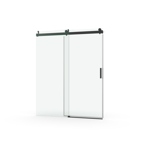 56" - 60" W x 76" H Frameless Soft-closing Single Sliding Shower Door, 3/8" (10mm) Tempered Glass, Matte Black