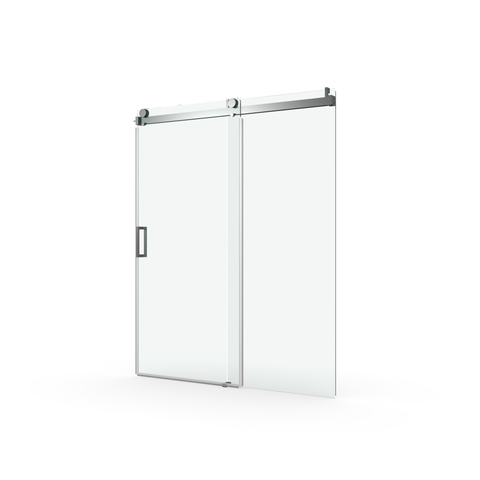 56" - 60" W x 76" H Frameless Soft-closing Single Sliding Shower Door, 3/8" (10mm) Tempered Glass, Matte Black