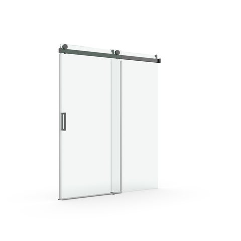 56" - 60" W x 76" H Frameless Soft-closing Single Sliding Shower Door, 3/8" (10mm) Tempered Glass, Matte Black