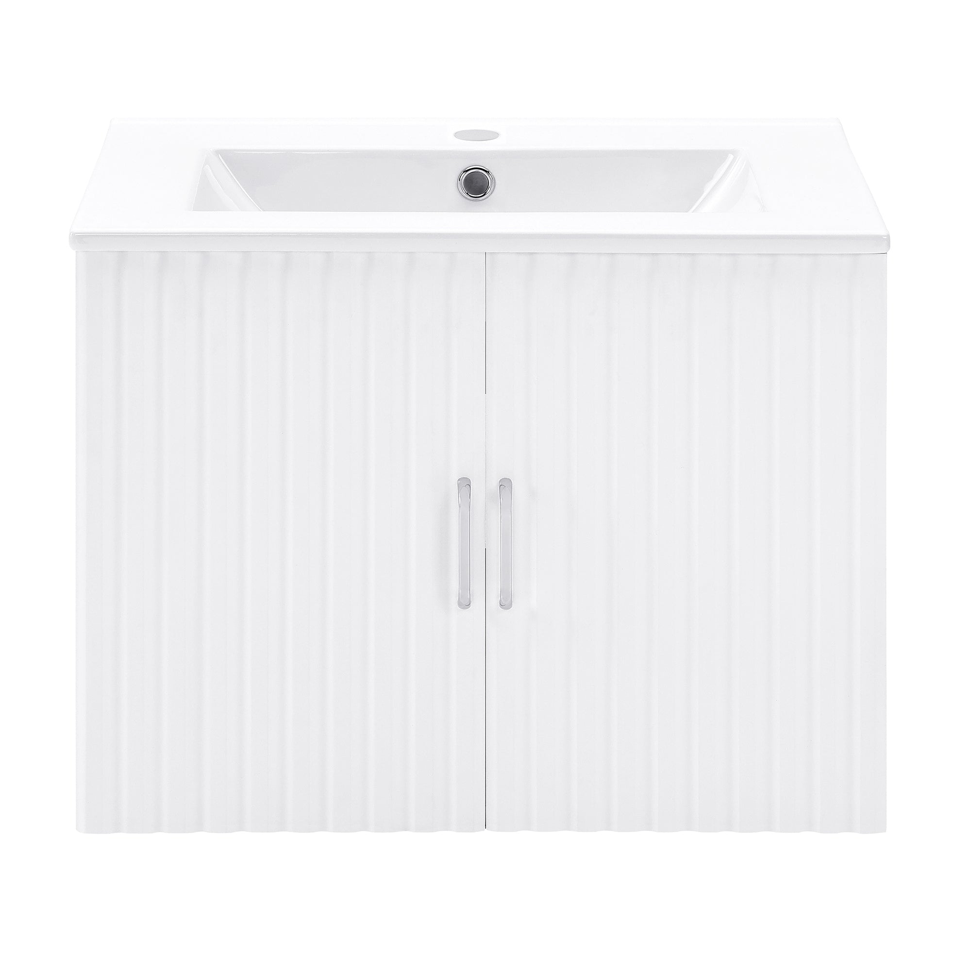 24" Floating Wall Mounted Bathroom Vanity with White Porcelain Sink and Soft Close Doors