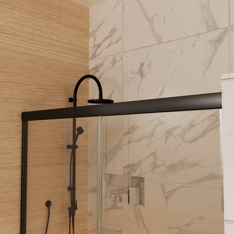 50in. -54 in. x 72 in. Traditional Sliding Shower Door in Matte black with Clear Glass