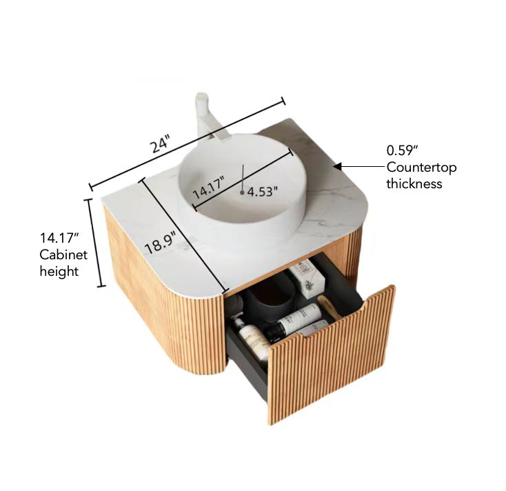 24" Bathroom Vanity with Sink, Natura Woodgrain Color