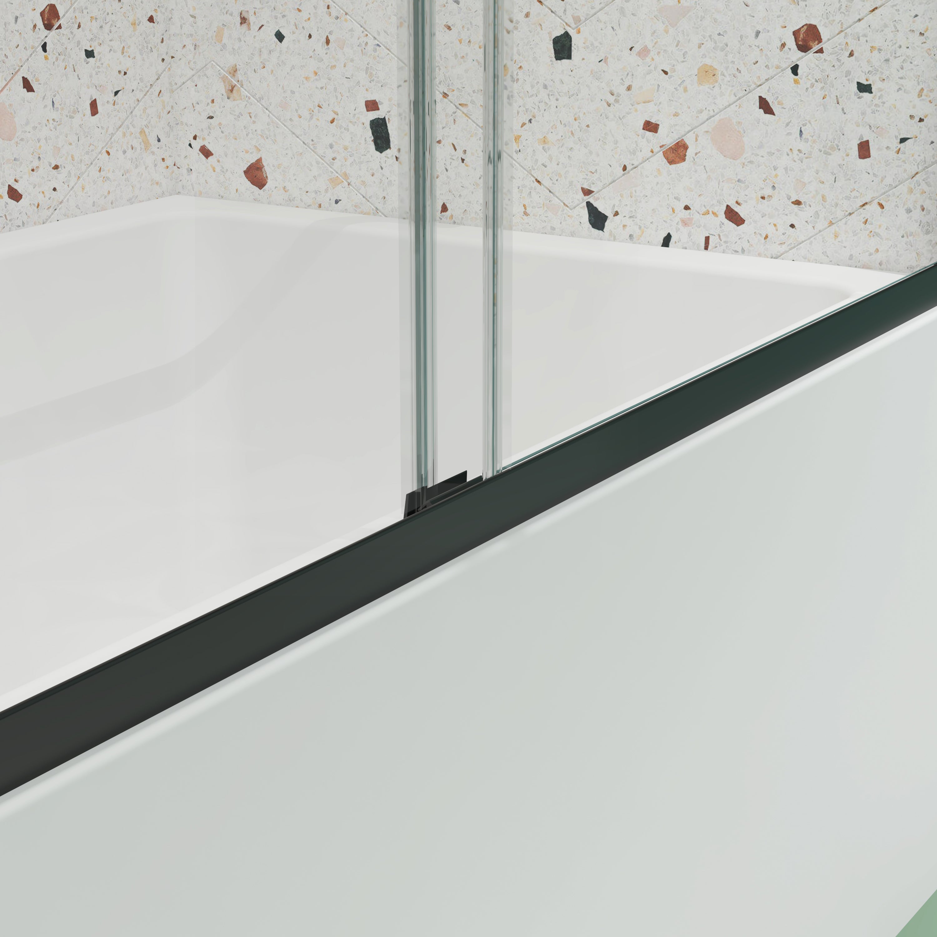 Bypass shower door, sliding door, with 1/4" tempered glass and Matted black finish 44-48"x70"