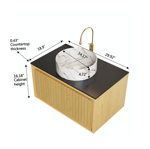 30" Wall-Mounted Bathroom Vanity with Sink