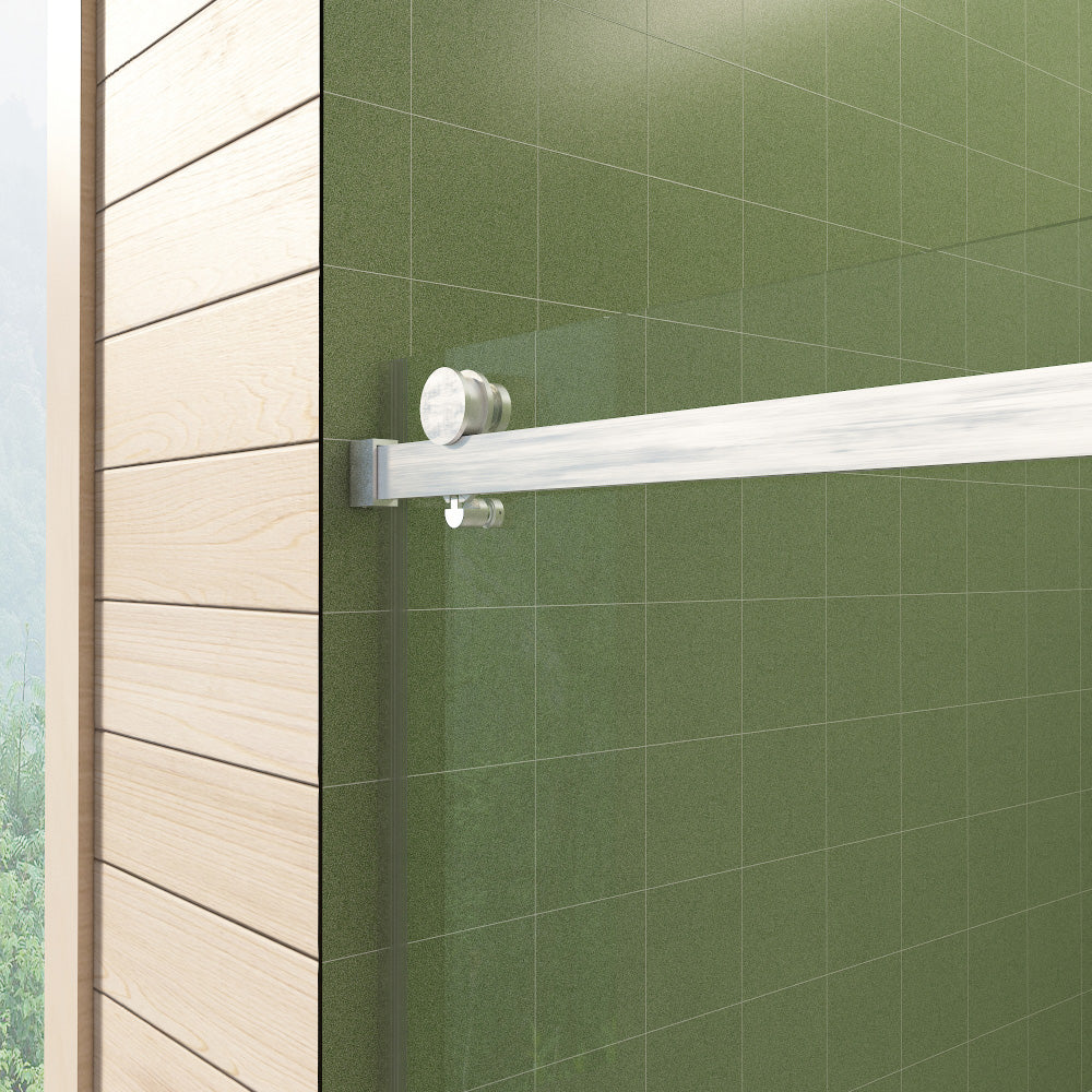 56"-60"W x 70"H Frameless Sliding Shower Door, with Premium 5/16"(8mm) Thick Tempered Glass, Double Side Easy Clean Coat, Brushed Nickel Finished With Buffer