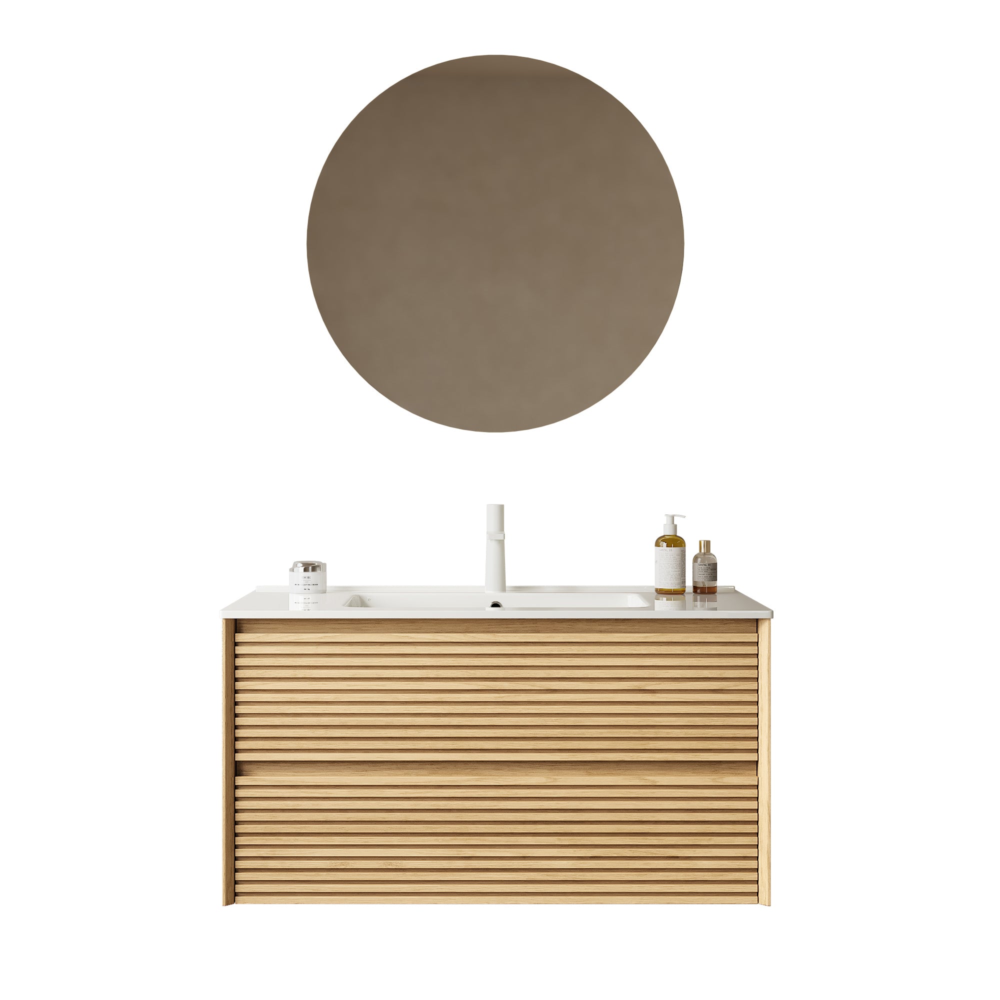 36" Wall-Mounted Bathroom Vanity with Ceramic Sink