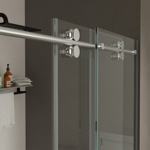 56"-60"W x 70"H Frameless Sliding Shower Door, with Premium 5/16"(8mm) Thick Tempered Glass, Double Side Easy Clean Coat, Chrom Finished With Buffer