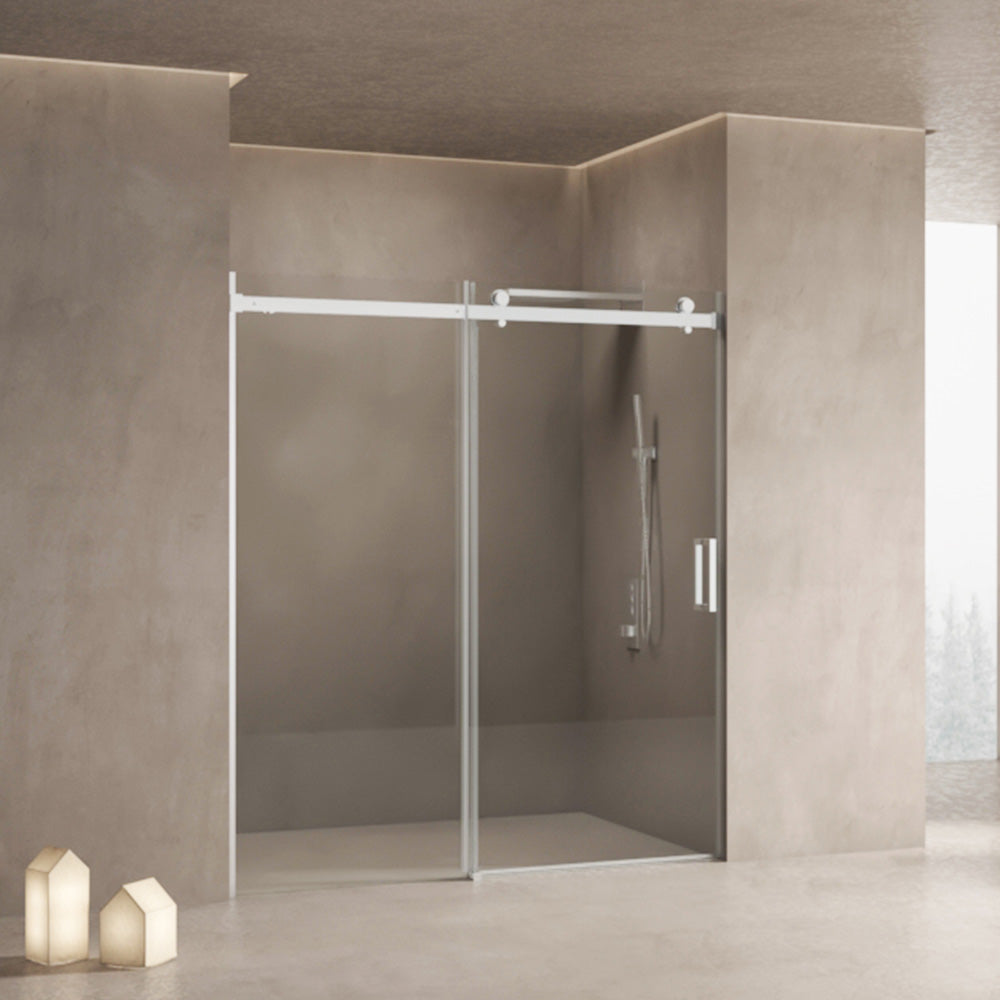 56"-60"W x 70"H Frameless Sliding Shower Door, with Premium 5/16"(8mm) Thick Tempered Glass, Double Side Easy Clean Coat, Brushed Nickel Finished With Buffer