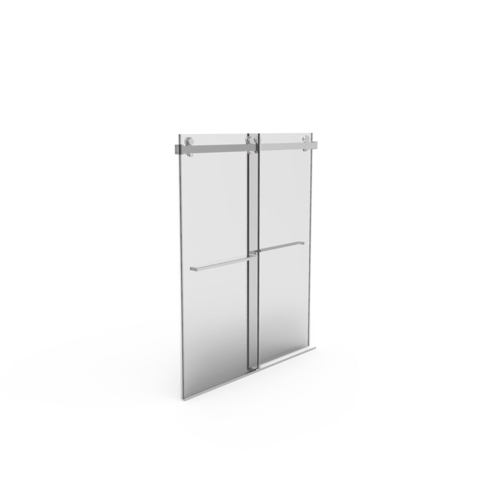 56"-60"W x 70"H Frameless Double Sliding Shower Door, 5/16"(8mm) Laminated Glass Premium Tempered Glass, Double Side Easy Clean Coat, Brushed Nickel Finished With Buffer