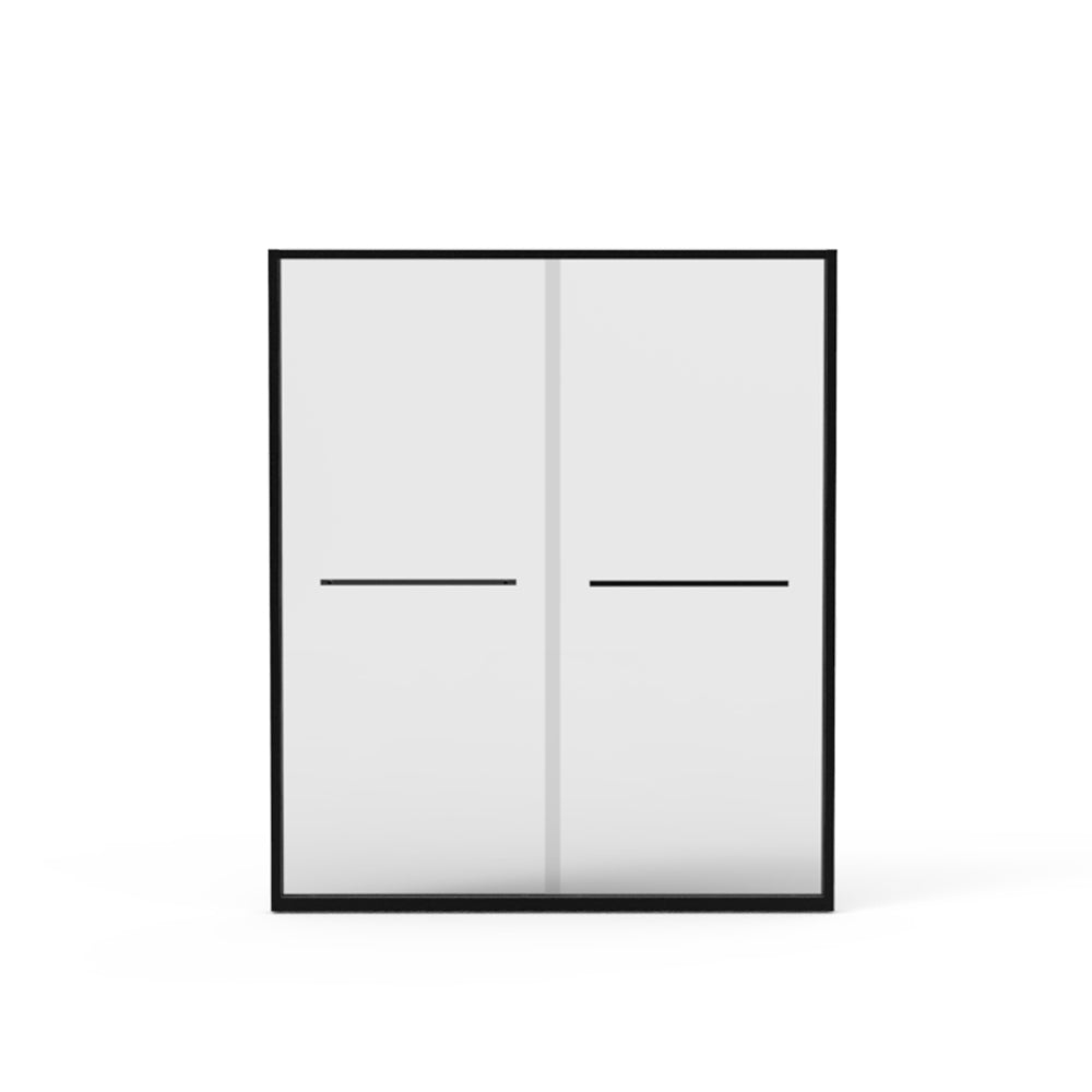 56-60"x70" Aluminum Frame Double Sliding Shower Door, Bypass Bathroom Sliding Door with Premium 5/16" (8mm) Clear Tempered Glass, Matte Black Finished