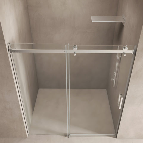 56"-60"W x 70"H Frameless Sliding Shower Door, with Premium 5/16"(8mm) Thick Tempered Glass, Double Side Easy Clean Coat, Brushed Nickel Finished With Buffer