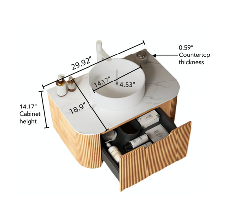 30" Bathroom Vanity with Sink, Natural Woodgrain Color