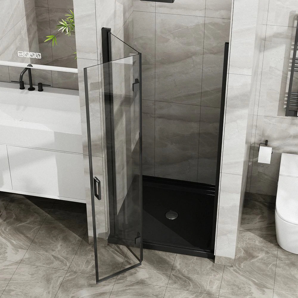 34"x 72" Bifold Frameless Glass Shower Door 1/4 inch Tempered Clear Glass Foldable Pivot Swing Door, Chrome Finish