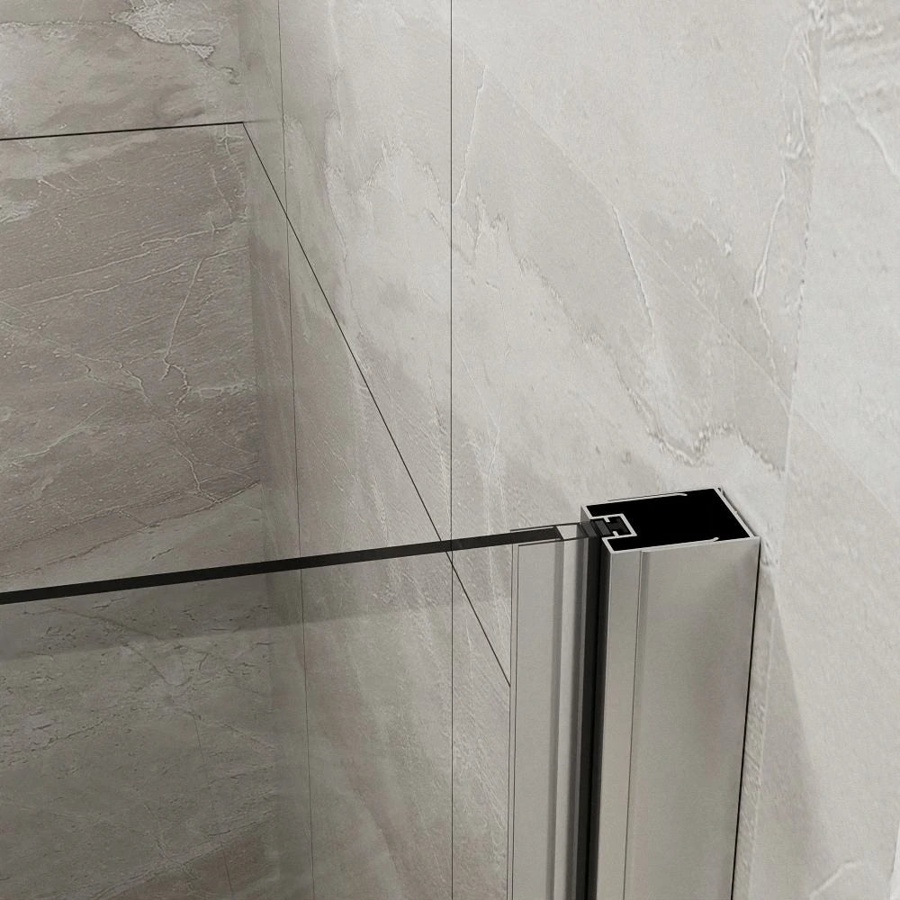 34"x 72" Bifold Frameless Glass Shower Door 1/4 inch Tempered Clear Glass Foldable Pivot Swing Door, Chrome Finish