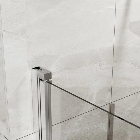 34"x 72" Bifold Frameless Glass Shower Door 1/4 inch Tempered Clear Glass Foldable Pivot Swing Door, Chrome Finish