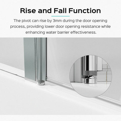 43 in. W * 58 in. H Frameless Folding Shower Doors for Bathtub, 1/4" (6mm) Thick SGCC Tempered Glass, Chrome