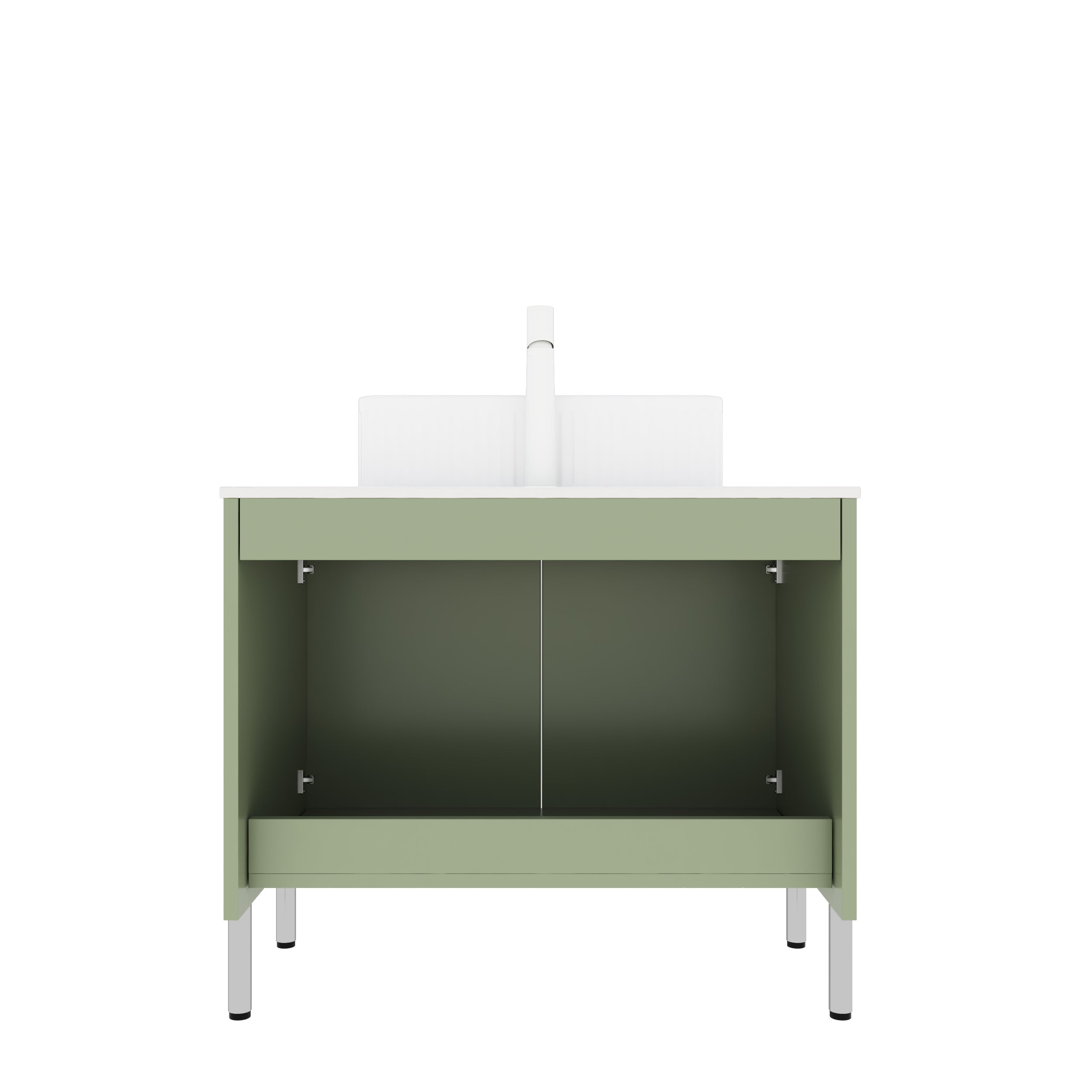 30" Bathroom Vanity with Sink, Freestanding Cabinet with 2 Doors, Light Green