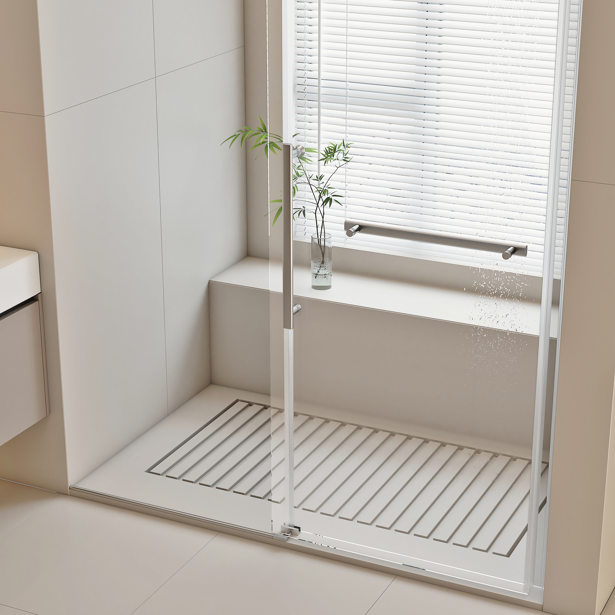 56"-60" W x 76" H Frameless  Single Sliding Shower Door, 5/16" (8mm) Clear Tempered Glass, Chrome