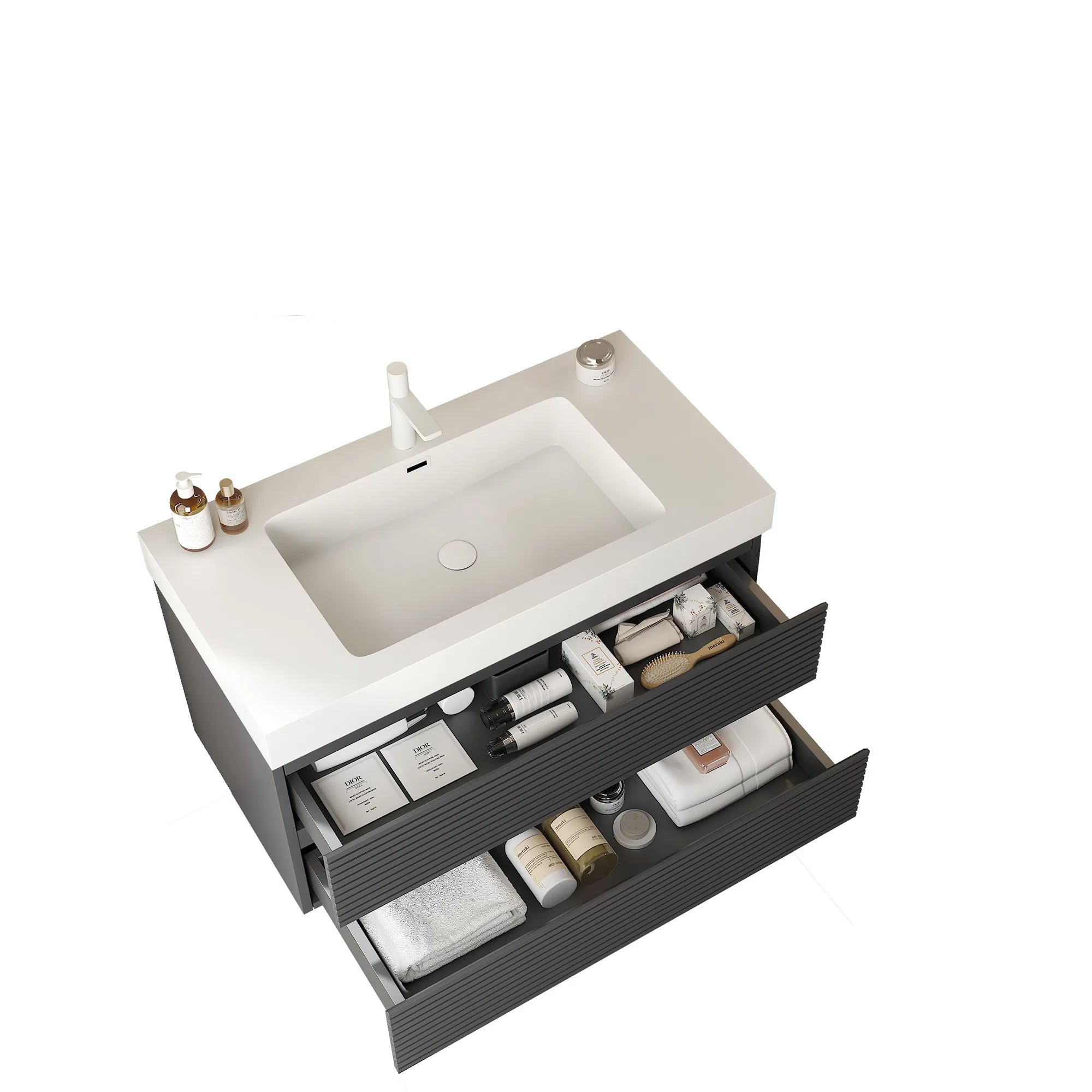 36" Bathroom Vanity with Undermount Sink, Gray Color