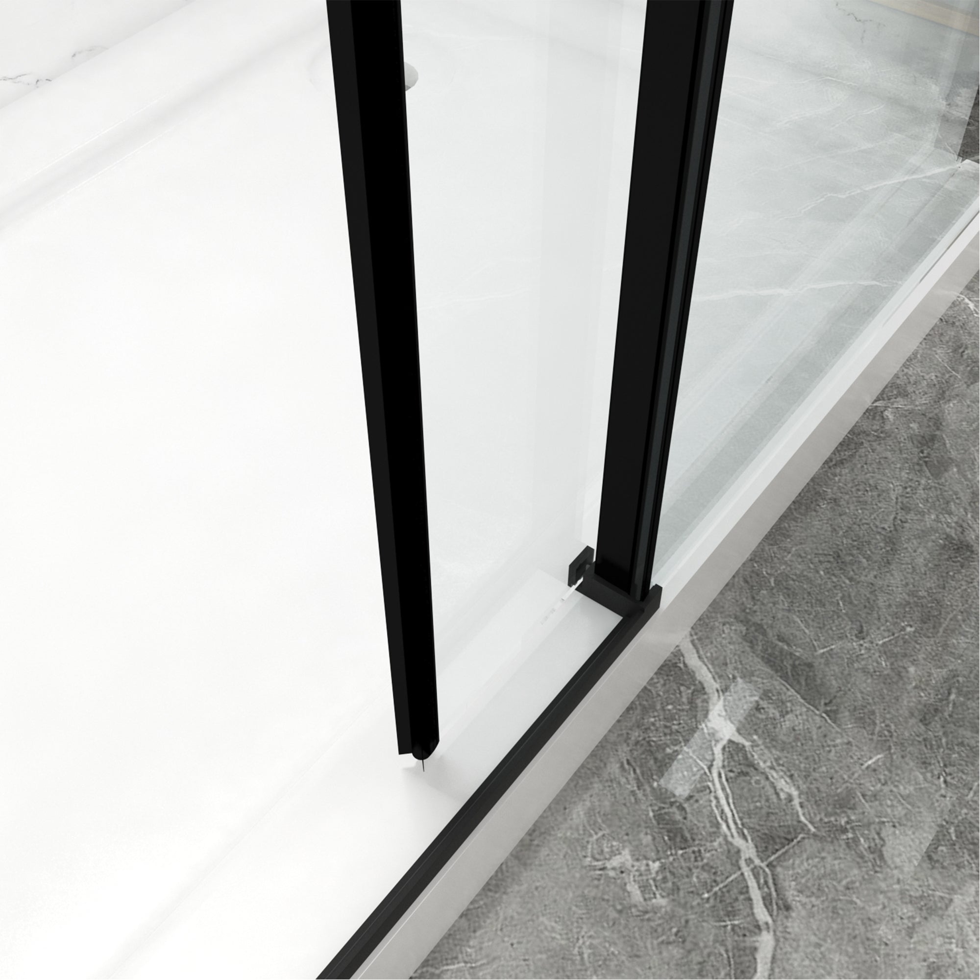 56"-60"W x 70"H Frameless Sliding Shower Door, with Premium 5/16"(8mm) Thick Tempered Glass, Matte Black Finished With Buffer