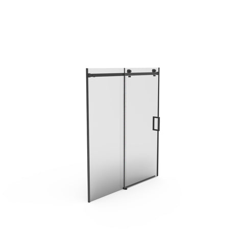 56"-60"W x 70"H Frameless Sliding Shower Door, with Premium 5/16"(8mm) Thick Tempered Glass, Matte Black Finished With Buffer