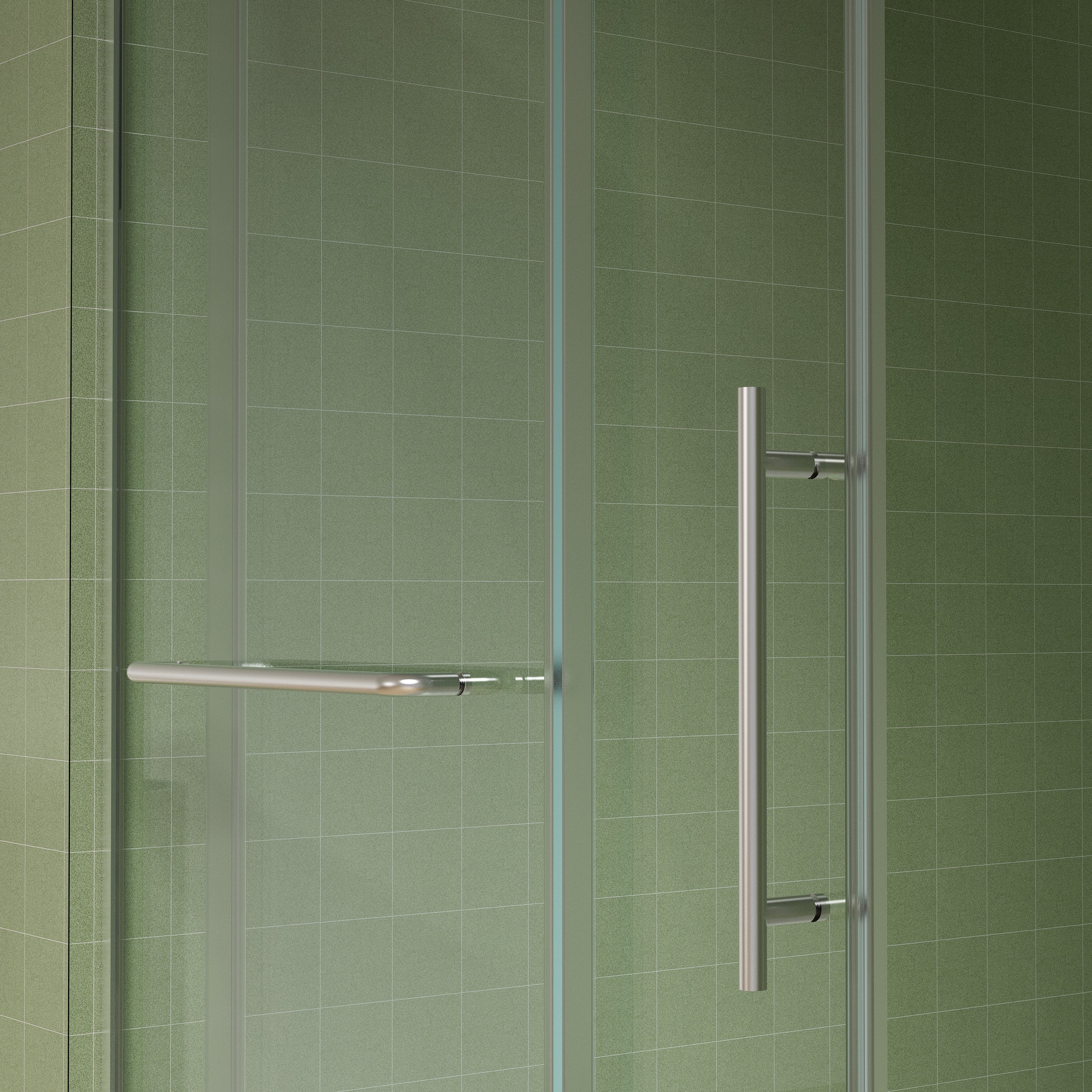 56"-60"W x 76"H Frameless Sliding Shower Door, Premium 5/16"(8mm) Thick Tempered Glass, Brushed Nickel Finished With Buffer