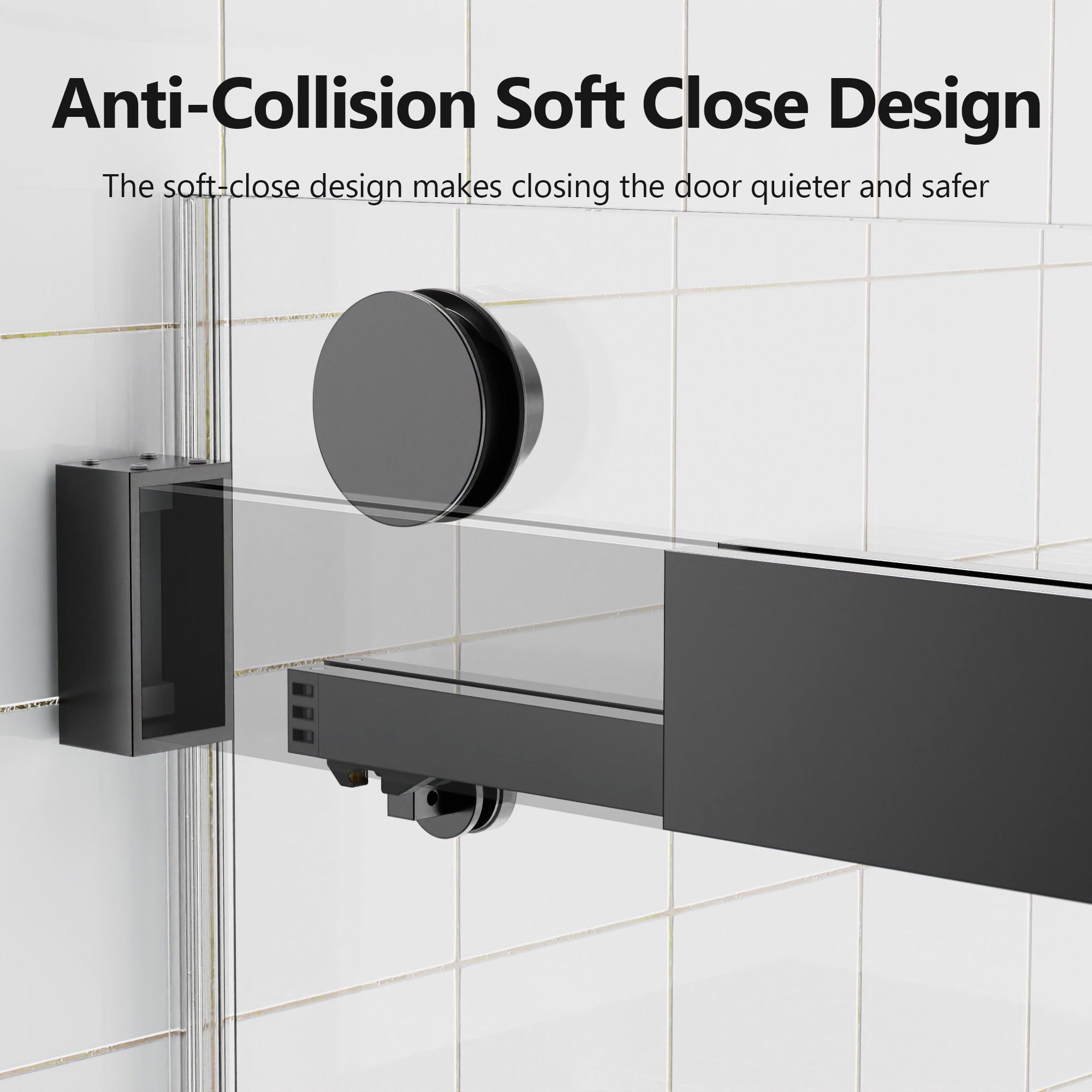 56-60 inches W *76 inches H Frameless Double Sliding Soft-Close Shower Door in Matte Black,3/8 inches (10mm) Thick SGCC Tempered Glass